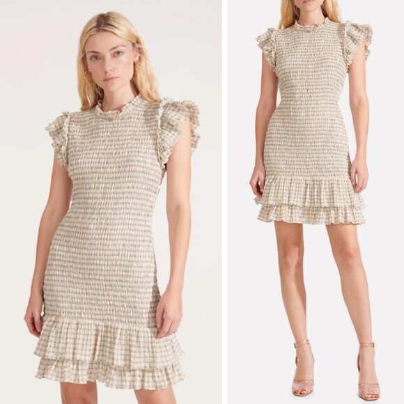 NWT Veronica Beard Cici Smocked Gingham Dress